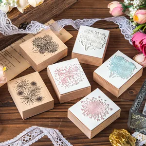 Vintage wooden rubber stamps set with exquisite fireworks patterns for DIY journaling and crafts.