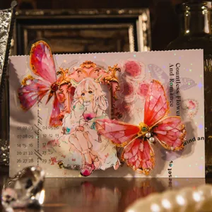 Adhésifs de journal Baroque rêveur avec cadres européens luxueux et superbes papillons.