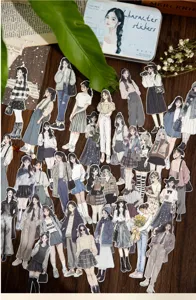 Détails de l'ensemble d'autocollants de journal avec des illustrations de mode pour loisirs.