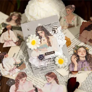 Autocollants décoratifs de portrait rétro vintage pour journal scrapbooking DIY