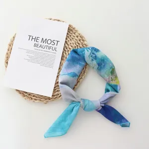 Foulard carré en coton style peinture à l'huile, bandeau imprimé vintage pour femmes.