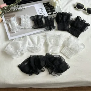 Damen Süße Spitzen-Handgelenkmanschetten Polyester Rüsche Elastische Falsche Ärmel Sonnenschutz Dekorative Handgelenkband Chic Zubehör