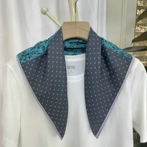 Pañuelo cuadrado de seda elegante con bloque de color de lunares moda para mujeres