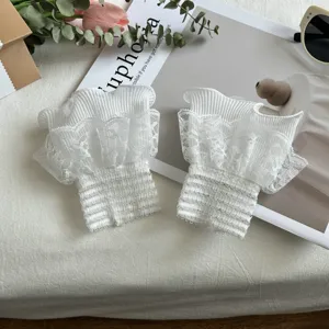 Weiße spitze falsche ärmel und manschetten für frauen, süßer stil blumen handgelenk deko.