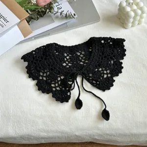 Colletto staccabile in maglia uncinetto nero colletto finto cavo vintage per abiti donna