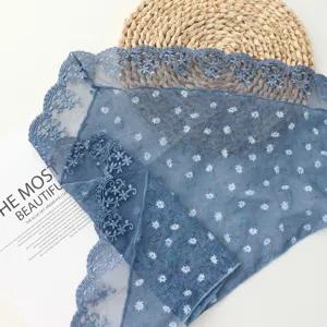 Blue floral lace triangle scarf vintage headscarf stylish decorative hair accessory new.
