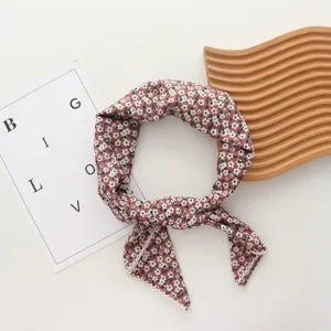 Vintage bloemen katoenen kleine vierkante sjaal hoofdband haaraccessoire voor vrouwen