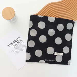 Black and white polka dot cotton scarf french vintage aesthetic hair band neck wrap