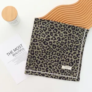 Cotton leopard print square scarf bandana for women stylish hair accessory head wrap