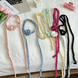 Damen Geknüpftes Floral Dünnes Tuch Handgemachte Häkeln Lange Halstuch Casual Dekorative Hals Schal Mode Accessoires