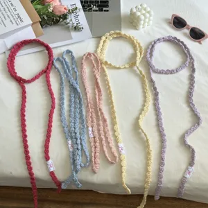 Handmade crochet colorful ribbon scarf sweet cool style neck strap dopamine fashion accessory