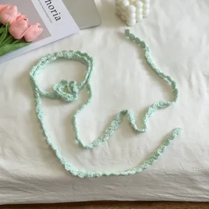 Handgemachte gestrickte Blumen schöner dünner Schal Damen schmaler Halstuch Dekoration