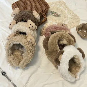 Cute Plush Bear Earmuffs Winter Warm Ear Warmers Soft Faux Fur Ear Covers Women Cold Weather Outdoor Accessories
