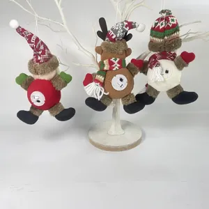 Navidad peluche colgante adornos lindo LED luminoso reno muneco de nieve decoracion arbol