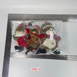 Set de 3 colgantes de peluche de Navidad, lindo Santa Claus muñeco de nieve reno con luces.