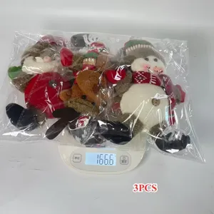 Set de Peluche de Navidad 3Pzs Papa Noel Muñeco de Nieve Reno Colgantes Decoracion