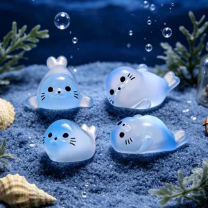 Leuchtende niedliche kleine Robbe Harz Mikrolandschaft Aquarium DIY Dekor Schreibtisch Ornament