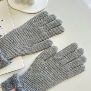 Damen Winter Strickhandschuhe dick warm grau gefingerte Handschuhe winddicht alltag