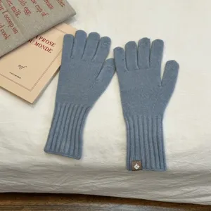 Guantes de punto cálidos de invierno para mujer color sólido largos táctiles suaves cómodos