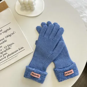 Damen Winter dicke Strickhandschuhe blau warm süße geteilte Finger Handschuhe Zubehör