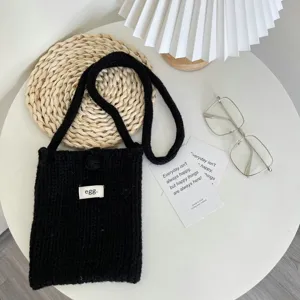 Handgefertigte Strick Handytasche Mini süße Wolle Umhängetasche lässig Herbst Winter Tasche