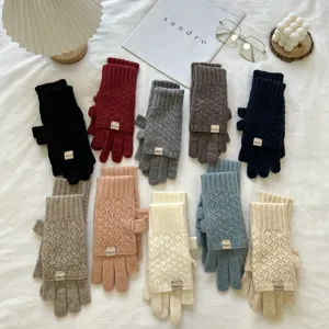 Gemütliche Strick-Touchscreen-Handschuhe für Damen, stilvolle lange Winterwarme Handschuhe bunt.