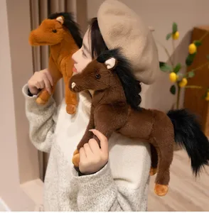 Cute simulation horse plush toy stuffed animal pony doll creative standing desktop decor gift