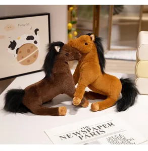 Simulation horse plush toy cute standing pony stuffed doll cute kids gift home decor item