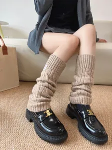 Chauffe-jambes en tricot pour femmes hiver hiver confortable torsades guêtres chaussettes