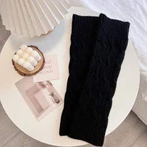 Jambières en tricot noir pour femmes chaussettes longues thermiques d'hiver accessoire chic