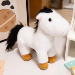 Cute simulation horse plush toy, white stuffed animal standing pony doll for kids gift home decor.