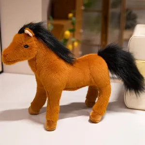 Simulation Horse Plush Toy Realistic Stuffed Animal Doll Soft Pony Figure Kids Birthday Gift Home Decoration