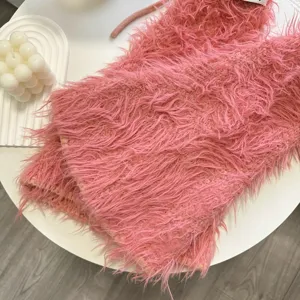 Chauffe-jambes duveteux roses pour femmes, chaussettes montantes tricotées d'hiver.