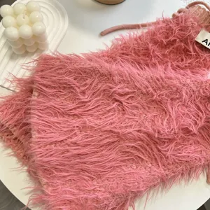 Chauffe-jambes duveteux rose pour femme, guêtres d'hiver en tricot pelucheux et chaud.