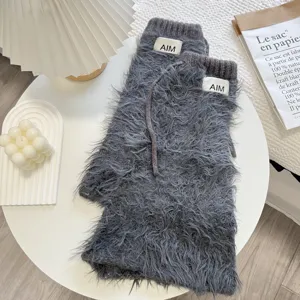 Jambières longues et pelucheuses streetwear chaussettes chaudes en tricot d'hiver