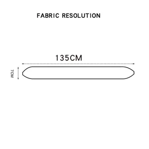 Detailed dimension drawing showing 135cm length and 7cm width for lace trim and fabric lace.