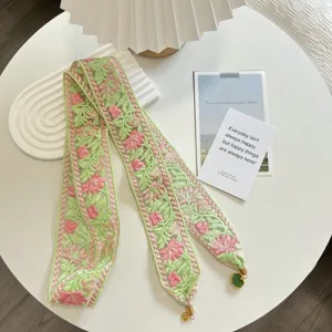 Green pink embroidered lace ribbon trim DIY sewing garment accessories curtain craft decor