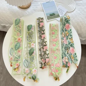 Chinese Style Embroidery Lace Trim Fabric Accessories Hanfu Collar Cuffs Decorative Floral Mesh Ribbon Sewing Craft DIY