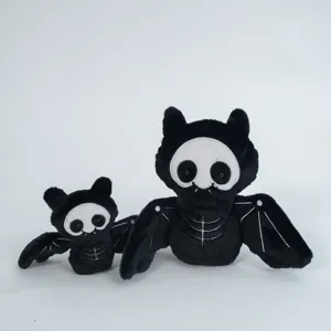 Halloween Bat Plush Toy Stuffed Animal Cute Black Bat Doll With Skeleton Embroidery Soft Polyester Kids Companion Decor