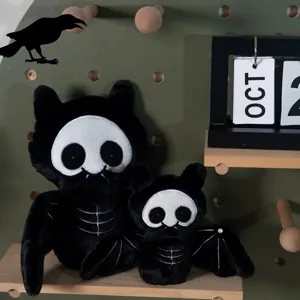 Halloween bat plush toy set, cute black gothic stuffed animal dolls for kids decor and gift.