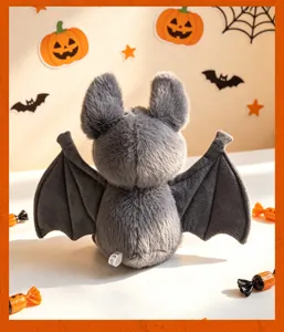Halloween grey plush bat toy cute stuffed animal doll kids holiday gift spooky party decor