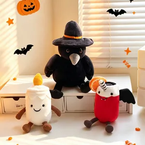 Halloween plush toys set cute crow candle vampire doll stuffed animals for kids holiday gift