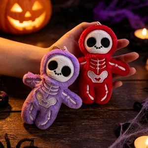 Halloween skeleton plush doll keychain cute stuffed gothic toy spooky bag charm pendant