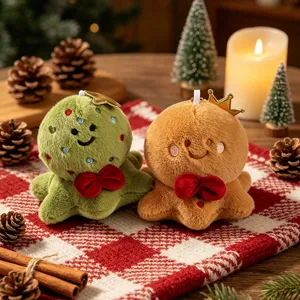 Christmas octopus plush toy cute stuffed animal holiday gift tree gingerbread doll