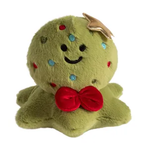 Christmas octopus plush toy cute holiday stuffed animal doll soft green tree ornament