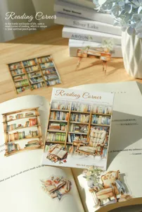 Reading corner aesthetic PET stickers for journaling, DIY scrapbooking and book lovers.