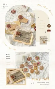 Time Box Serie Pegatinas Epoxi Sello de Cera Retro Journaling Pegatinas Decorativas