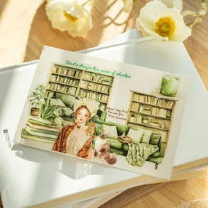 Cozy reading corner PET stickers for DIY hand account, books landscaping material 20pcs