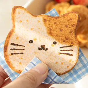 Simpatici foglietti adesivi a forma di toast gatto, blocco note kawaii per studenti ufficio.