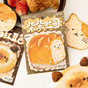 Set di foglietti adesivi a forma di pane Shiba Inu, memo pad cartone carino per scuola e ufficio.
